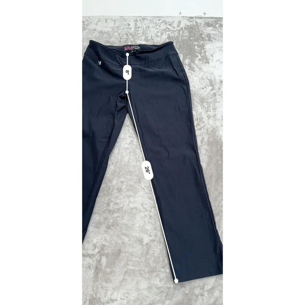 Peck & Peck Pants Womens Size 8P Black Petite Stretch Low Rise Business EUC